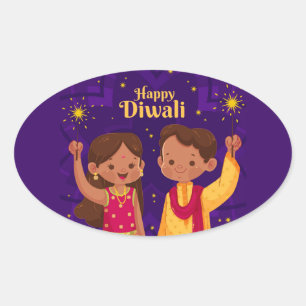 Happy Diwali Oval Sticker