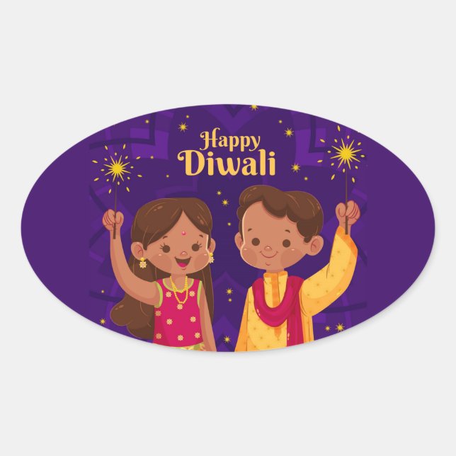 Happy Diwali   Oval Sticker (Front)