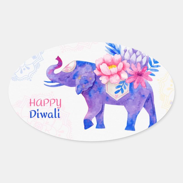 Happy Diwali Oval Sticker (Front)
