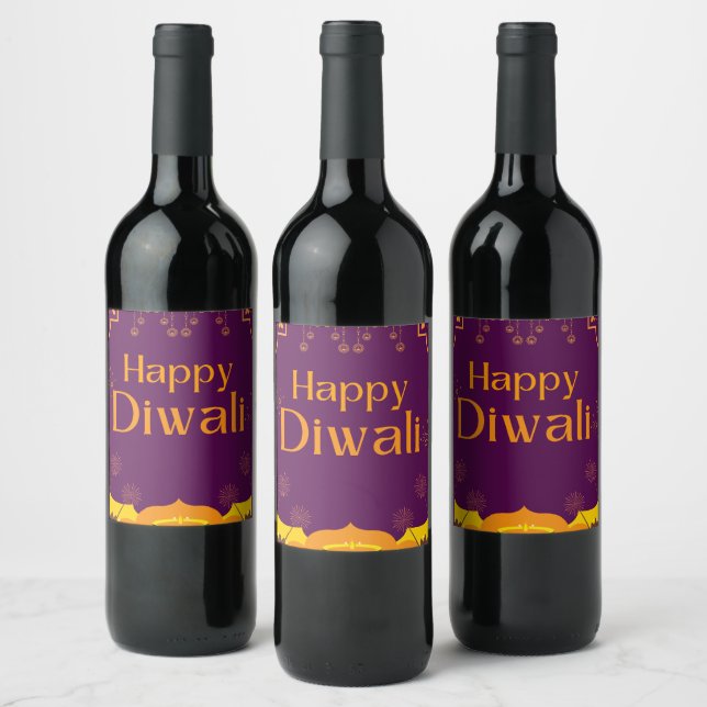 Happy Diwali Party  Wine Label (Bottles)