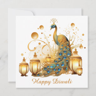 Happy Diwali Peacock Lantern Festival of Light Holiday Card
