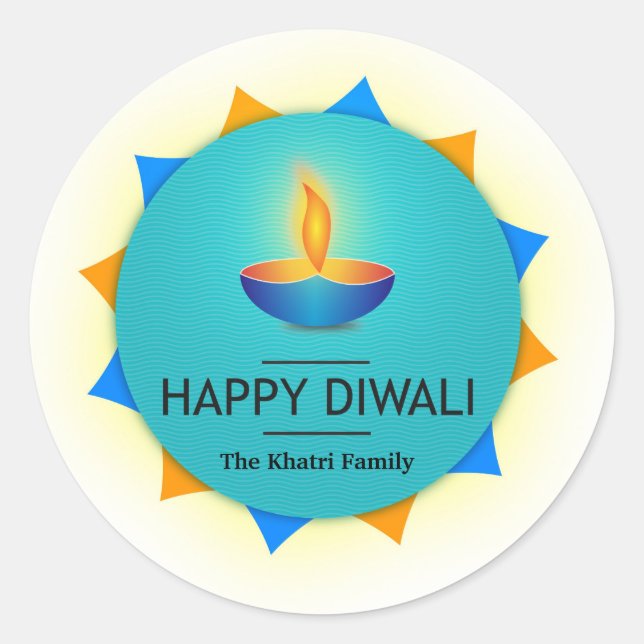 Happy Diwali Personalised Classic Round Sticker (Front)