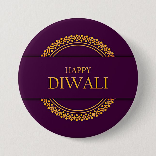 Happy Diwali Purple Gold Elegant Modern 7.5 Cm Round Badge (Front)