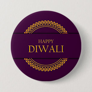Happy Diwali Purple Gold Elegant Modern 7.5 Cm Round Badge