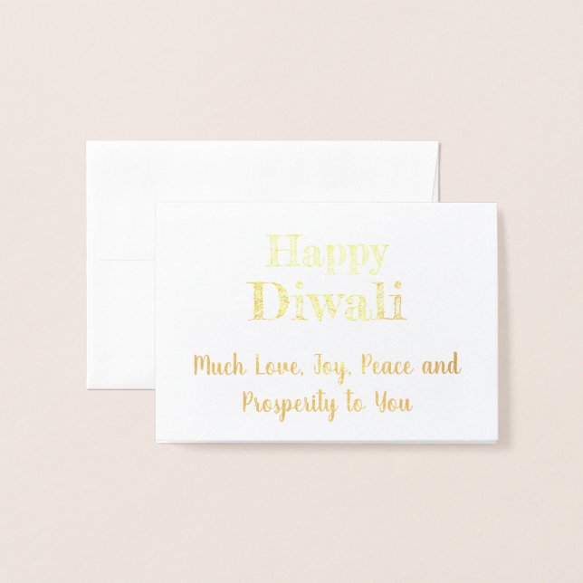 Happy Diwali Real Gold Foil Elegant Typography Foil Card (Front With Envelope)
