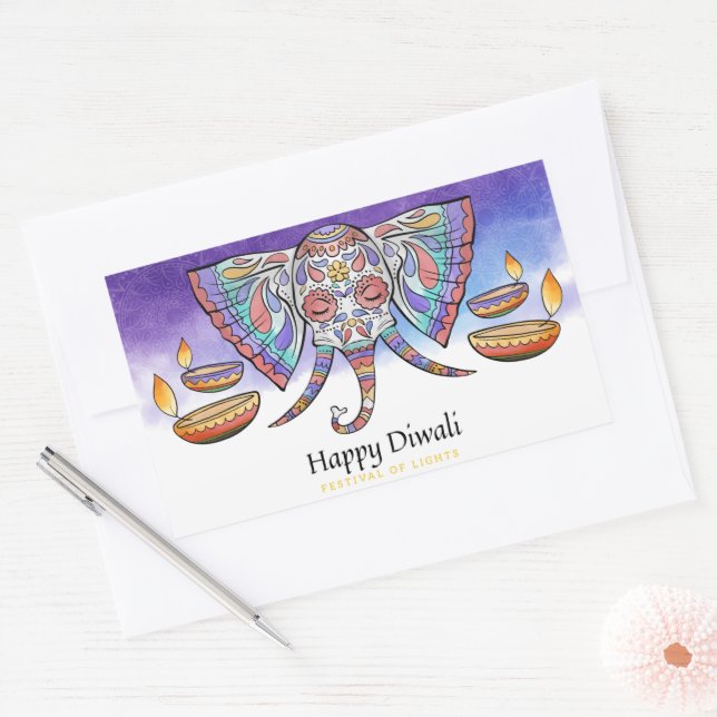 Happy Diwali  Rectangular Sticker (Envelope)