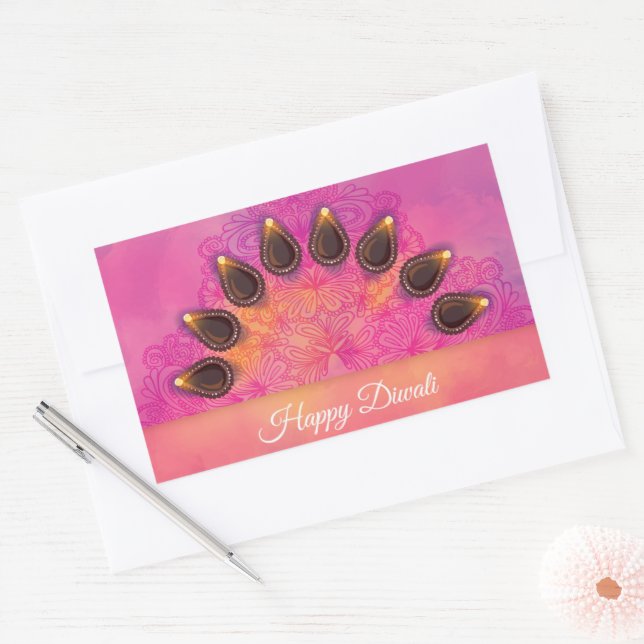 Happy Diwali  Rectangular Sticker (Envelope)