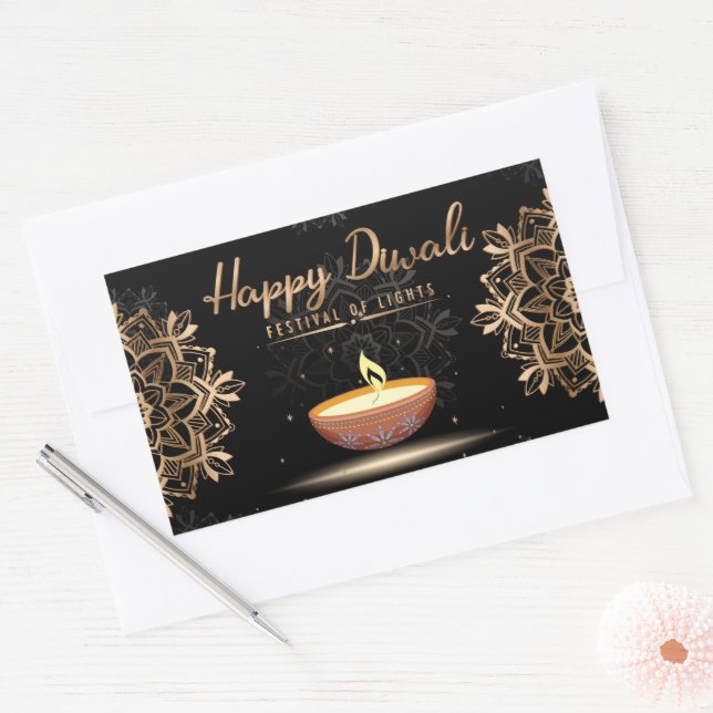 Happy Diwali  Rectangular Sticker (Envelope)