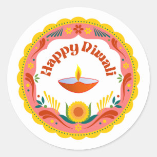 happy Diwali Round Stickers 