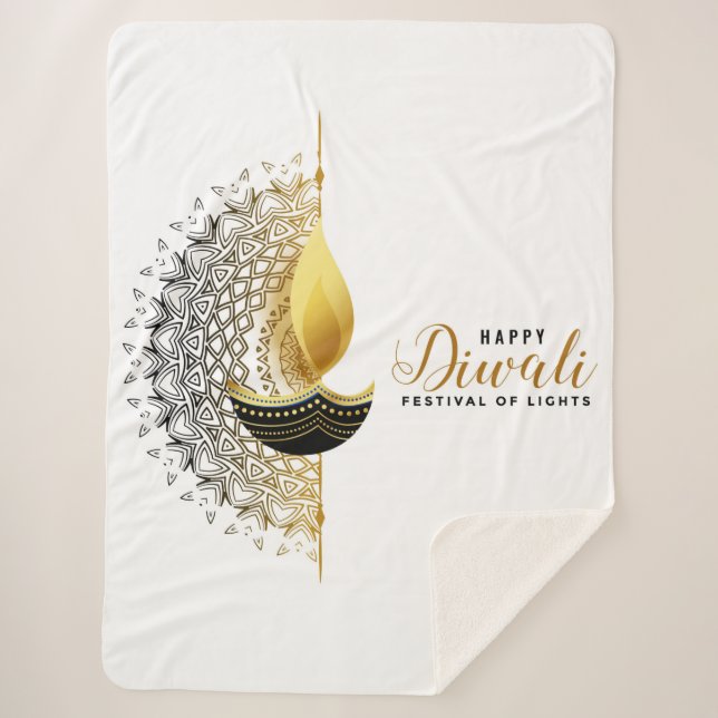 Happy Diwali Sherpa Blanket (Front)