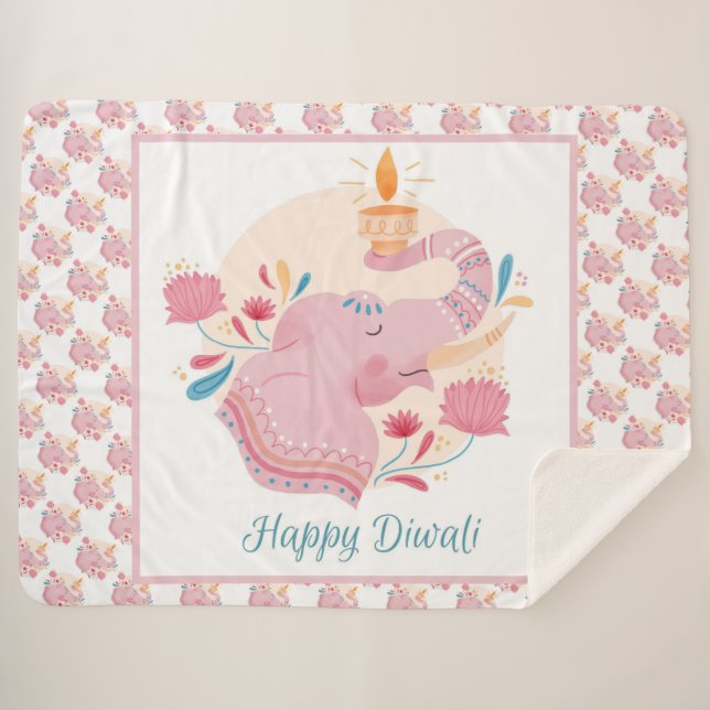 Happy Diwali Sherpa Blanket (Front (Horizontal))