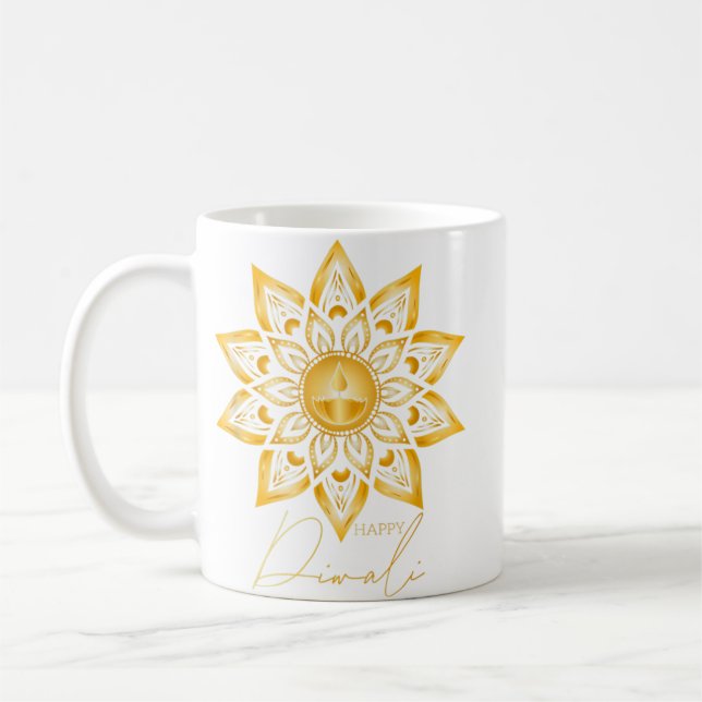 Happy Diwali Star Deepavali Festival of Lights Gif Coffee Mug (Left)