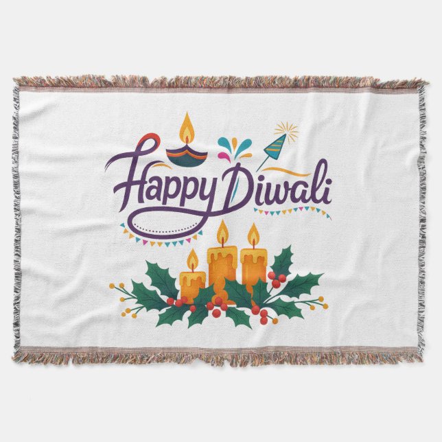 Happy Diwali Throw Blanket (Front)
