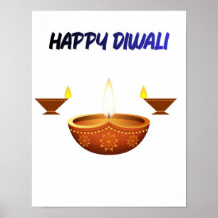Happy Diwali Traditional Oil Lamp Festival of Ligh Poster