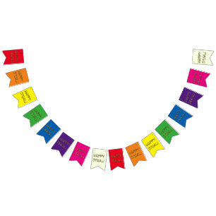 Happy Diwali Typography Colourful Rainbow Bunting