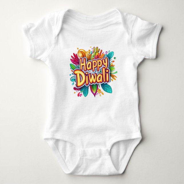 Happy Diwali with colourful background Baby Bodysuit (Front)