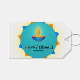 Happy Diwali with Diya  Gift Tags