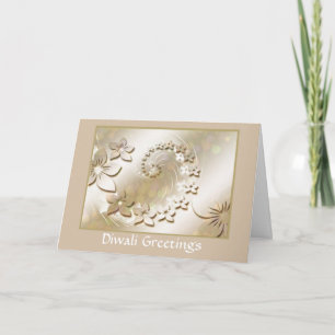 Happy Diwali with flower scroll Card