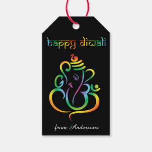 Happy Diwali with Ganesha, custom text Gift Tags