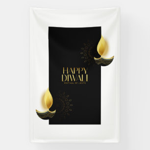 Happy Diwali with Rangoli and Diya Banner