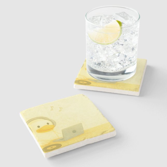 Happy DJ Stone Coaster (Side)