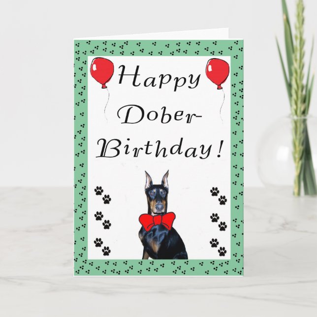 Happy Dober-Birthday Greeting Card (Front)