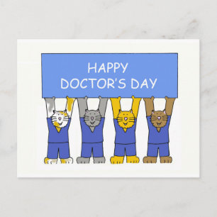 Happy Doctor's Day Cartoon Cats Postcard