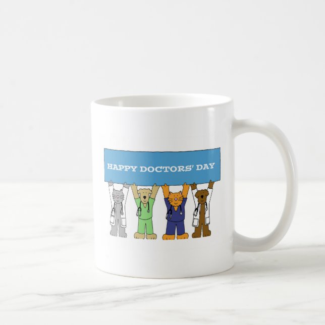 Happy Doctor's Day, Cartoon Pets. Coffee Mug (Right)