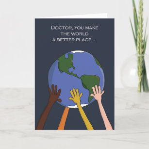 Happy Doctors Day Hands Holding World Illustration Holiday Card