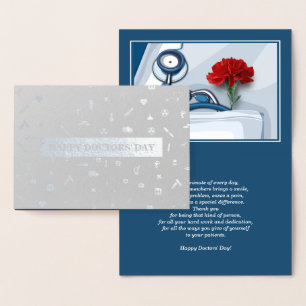 Happy Doctors' Day. Red Carnation Luxury Foil Card