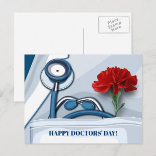 Happy Doctors' Day. Red Carnation Postcard