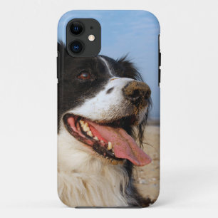 Happy dog at the beach iPhone 11 case