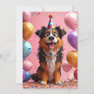 🎉 Happy Dog Birthday Cake Celebration Party Invitation