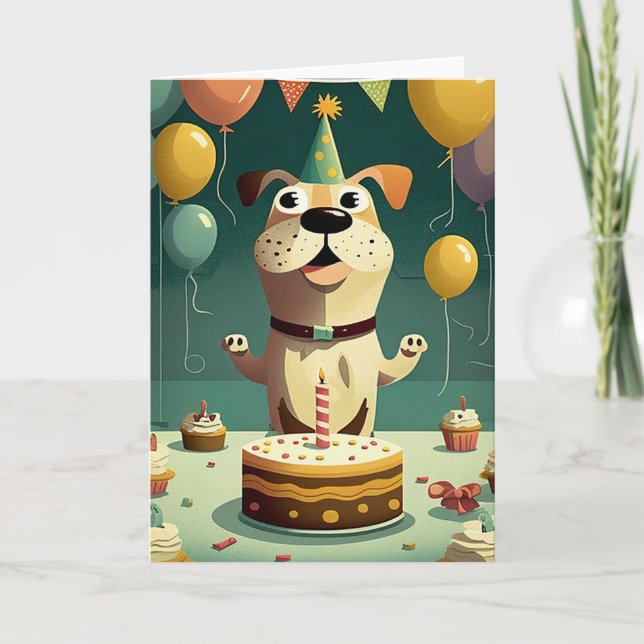 Happy Dog Birthday Party Greeting Card (Front)