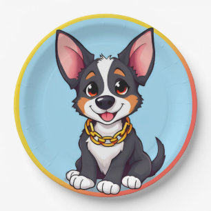 🐶 Happy Dog Cartoon Party Fun Celebration Design Paper Plate