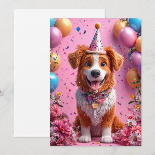 Happy Dog Celebrating Birthday Invitation