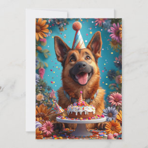 Happy Dog Celebrating Birthday Invitation