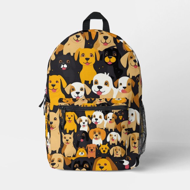 Happy dog collage  printed backpack (Front)