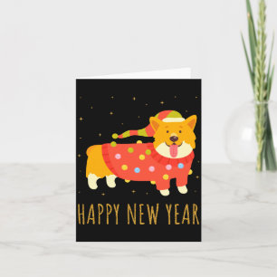 Happy Dog Corgi Celebrating New Year Cosy Christma Card