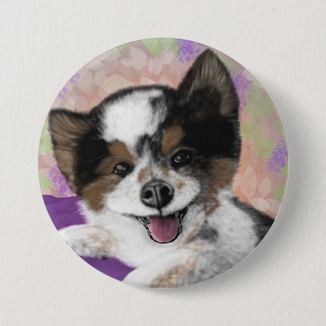 Happy Dog Face 7.5 Cm Round Badge (Front)