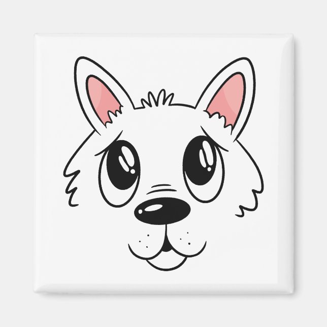 Happy Dog Face Magnet (Front)