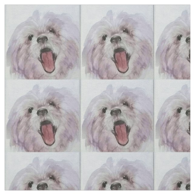 Happy Dog Face Printed Fabric (Swatch)