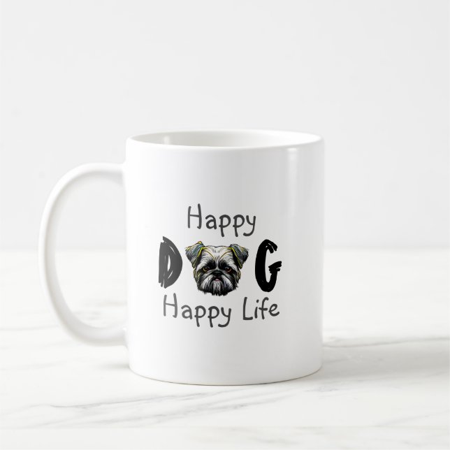 Happy Dog Happy Life Coffee Mug (Left)