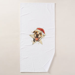 Happy Dog in Festive Season for Dogs  Bath Towel