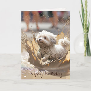 Happy Dog In Mud Puddle Card