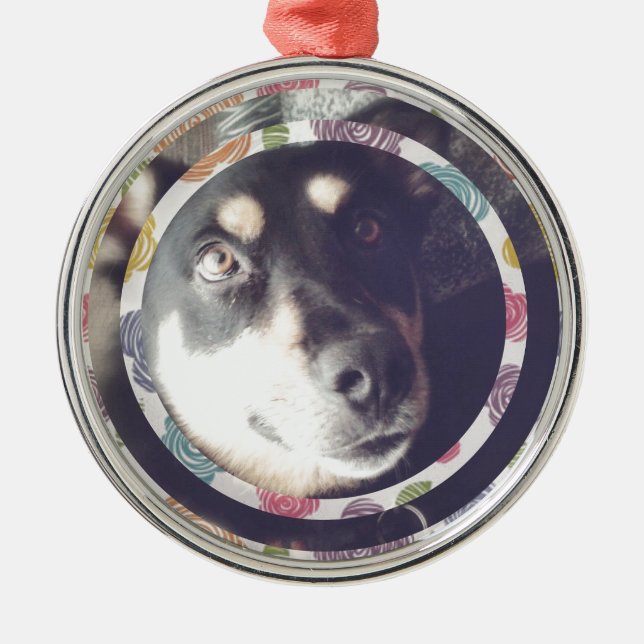 Happy Dog Metal Ornament (Front)
