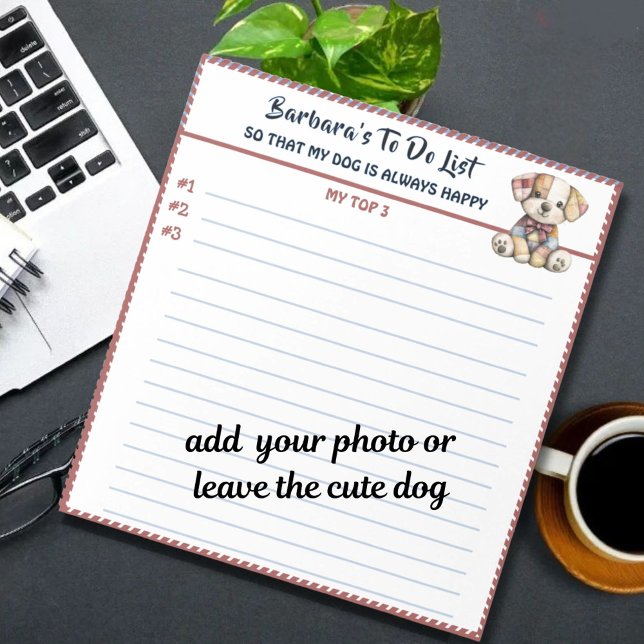 Happy Dog or Photo Personalised To Do Planner Notepad (Creator Uploaded)