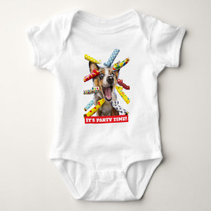 Happy Dog Party Blowers Baby Bodysuit