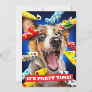 Happy Dog Party Blowers Invitation