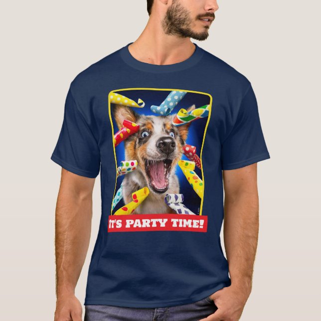 Happy Dog Party Blowers T-Shirt (Front)